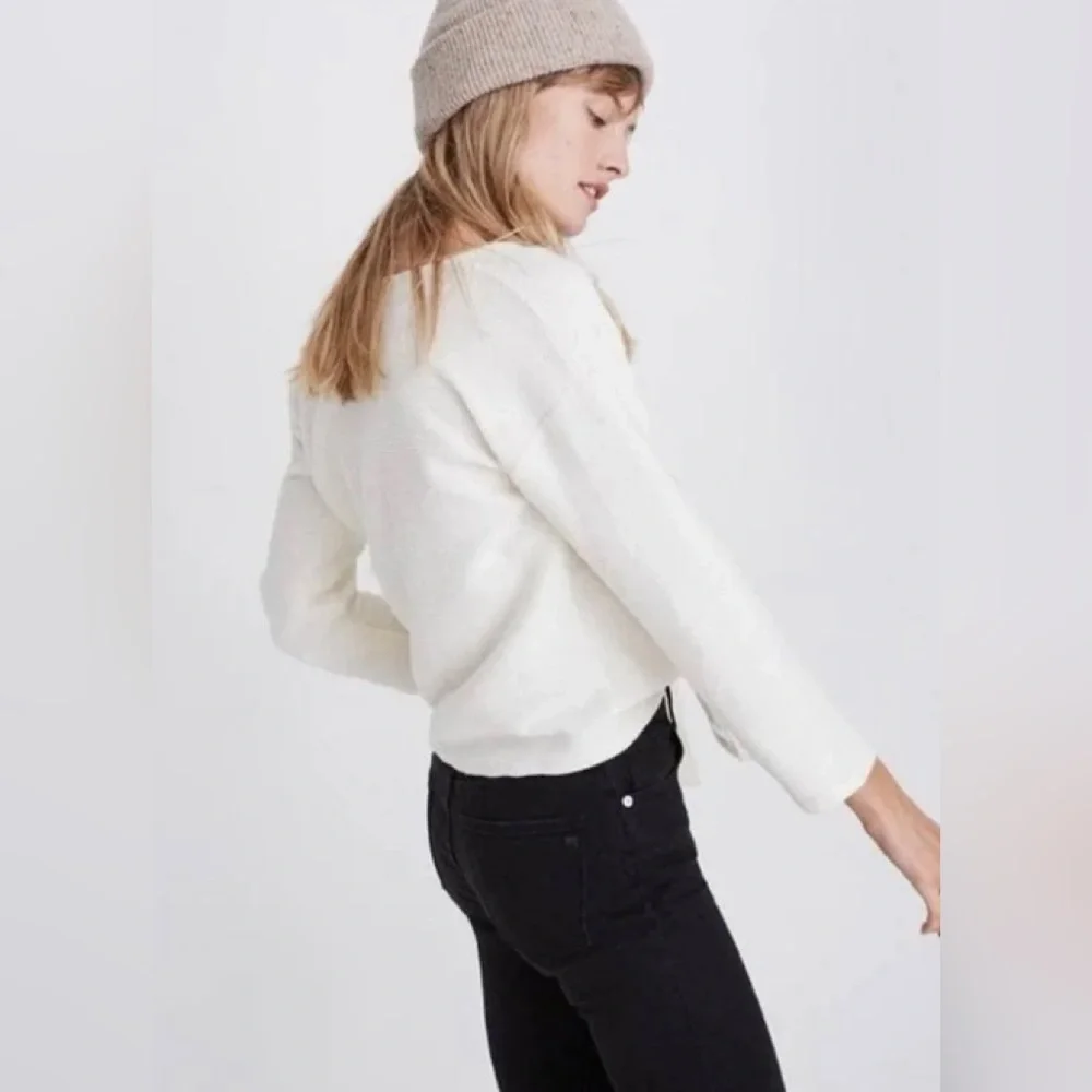 Madewell Texture & Thread pullover cropped sweater tie-front XL EUC - Picture 2 of 13